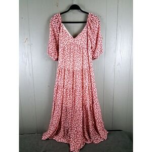 Code X Mode Floral‎ Maxi Dress XS Boho Cottagecore Peasant V Neck Balloon Sleeve